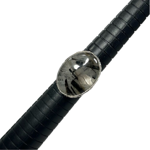 Black Rutile Quartz 925 Ring size 6.5